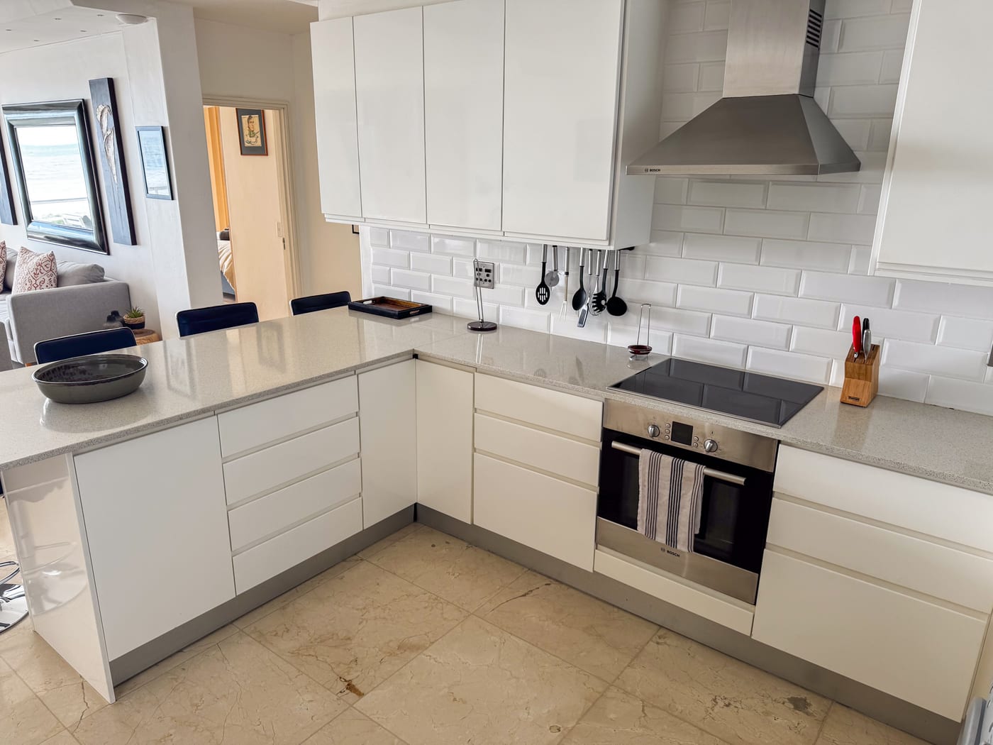 Full kitchen in the Dolphin Beach apartment