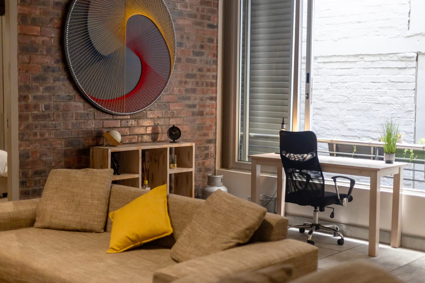 Dedicated workspace beside the living area
